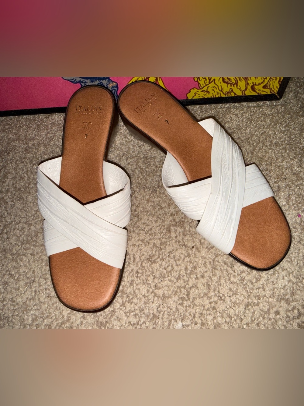 Leather Slide Sandals- -Size 7